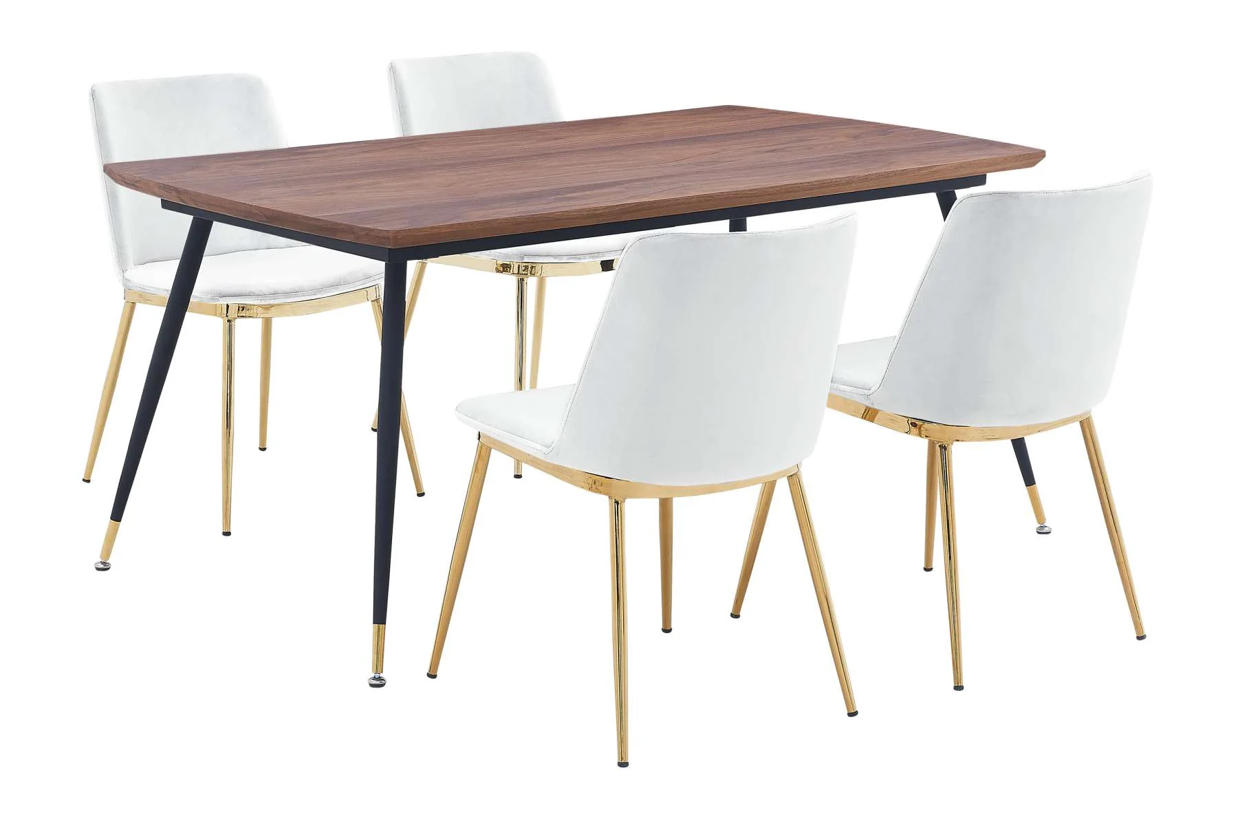 Messina White Velvet 5 Piece Rectangular Dining Set By Armen Living - Image 2