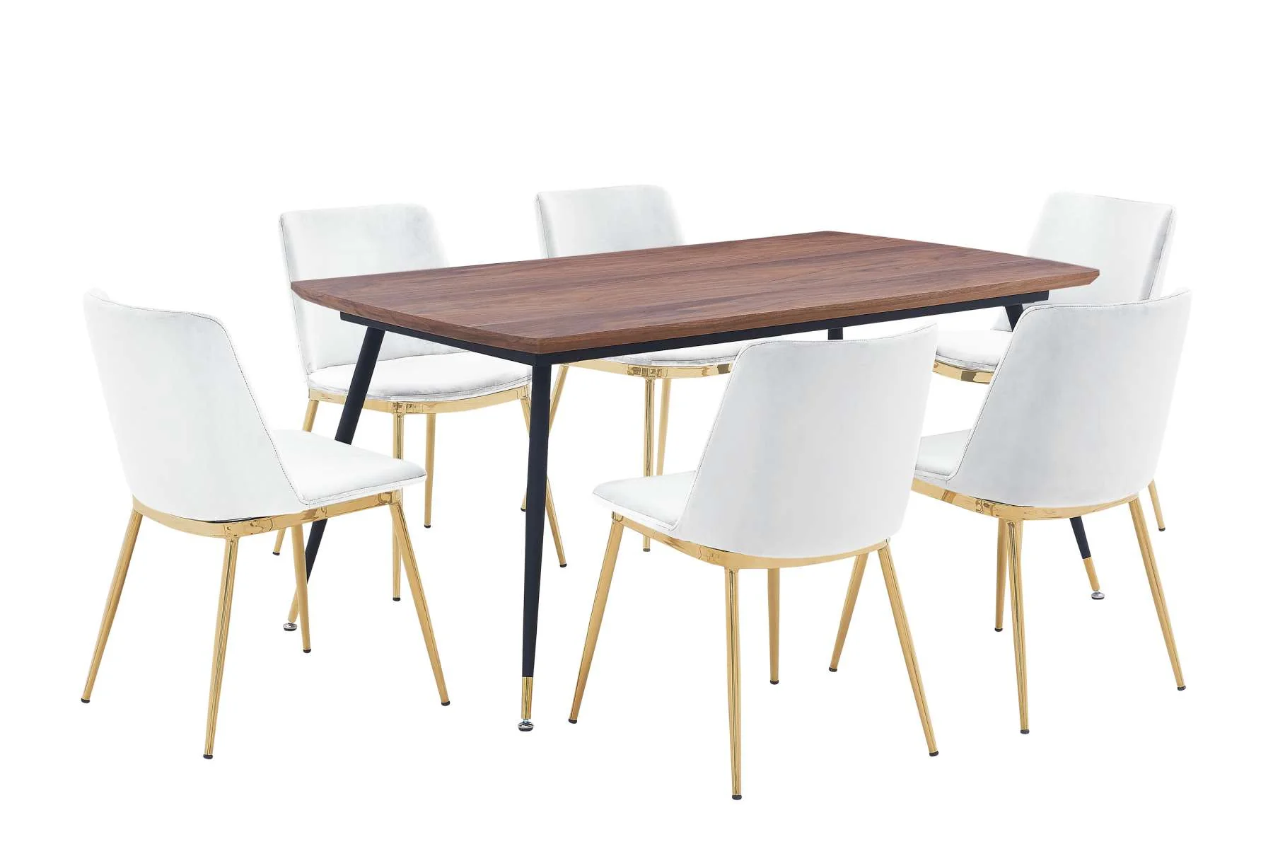 Messina White Velvet 7 Piece Rectangular Dining Set By Armen Living - Image 2