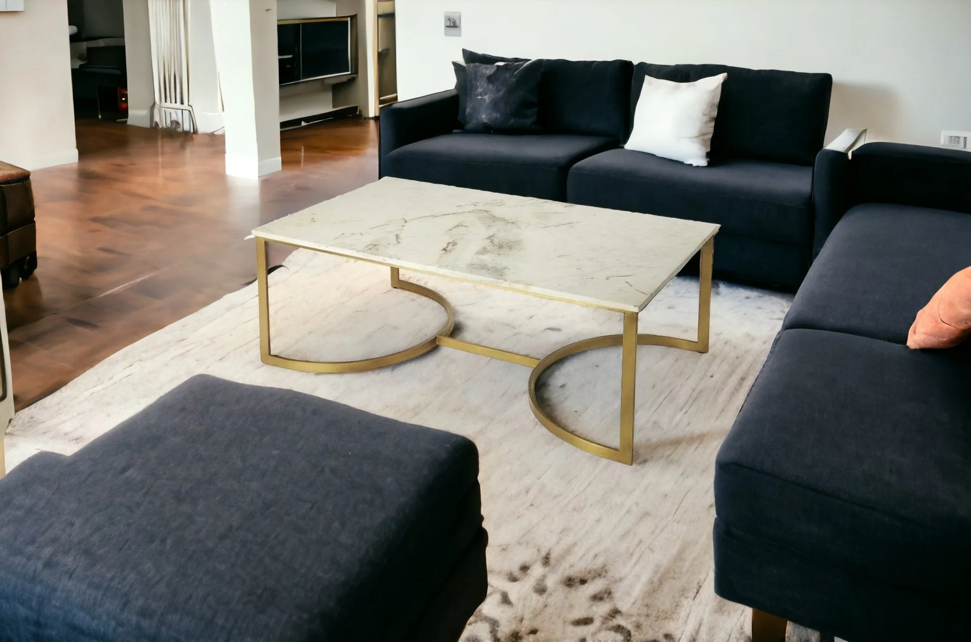 Metal and Marble Coffee Table By Homeroots - Image 2