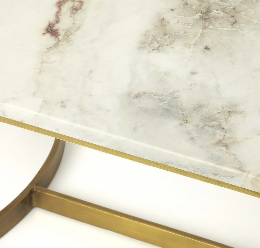 Metal and Marble Coffee Table By Homeroots - Image 3