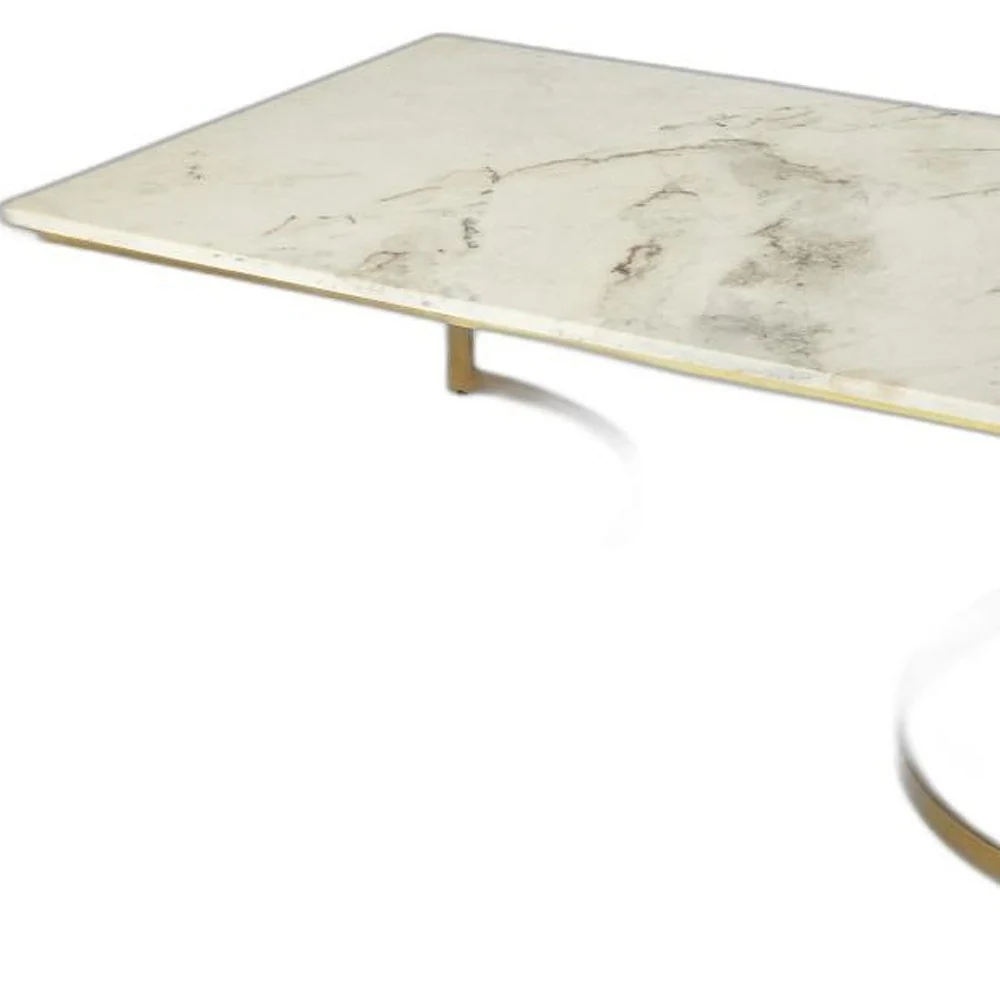 Metal and Marble Coffee Table By Homeroots - Image 6