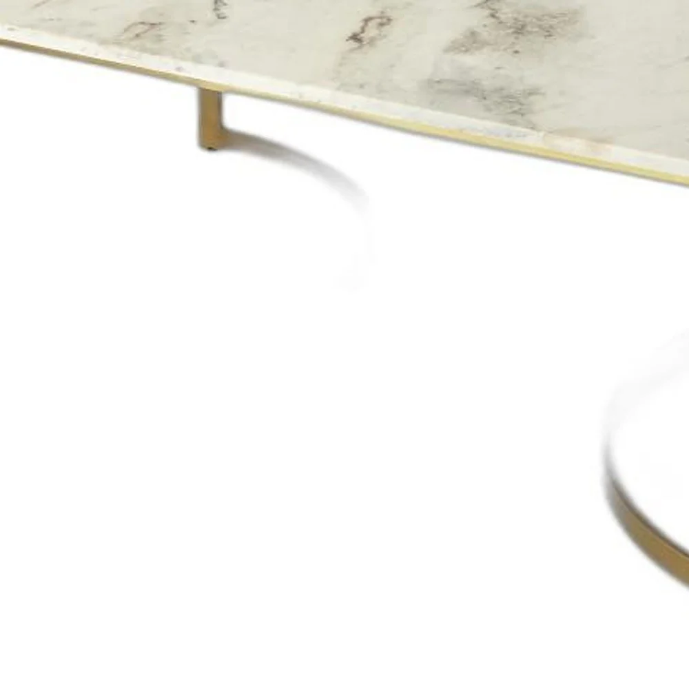 Metal and Marble Coffee Table By Homeroots - Image 7