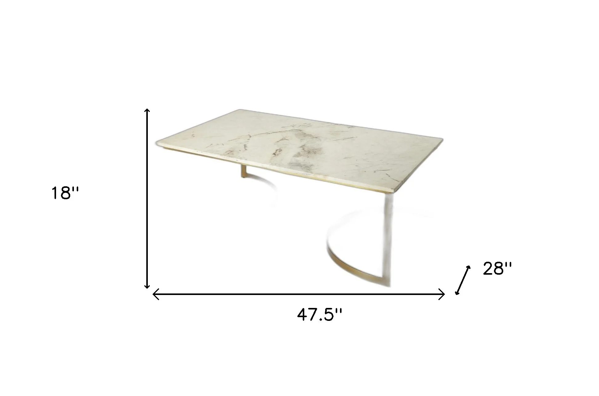 Metal and Marble Coffee Table By Homeroots - Image 8