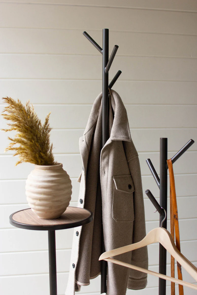 Metal And Wood Coat Rack With Round Shelves By Kalalou - Image 5