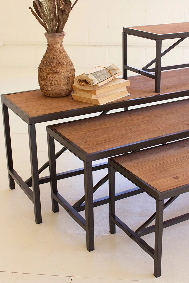 Metal And Wood Display Risers Set Of 4 By Kalalou - Image 3