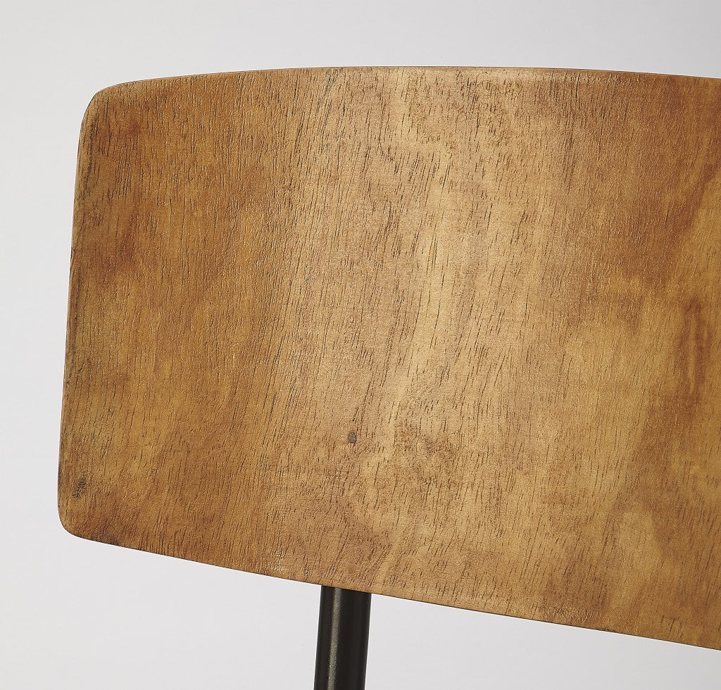 Metal and Wood Leather Dining Chair By Homeroots - Image 2