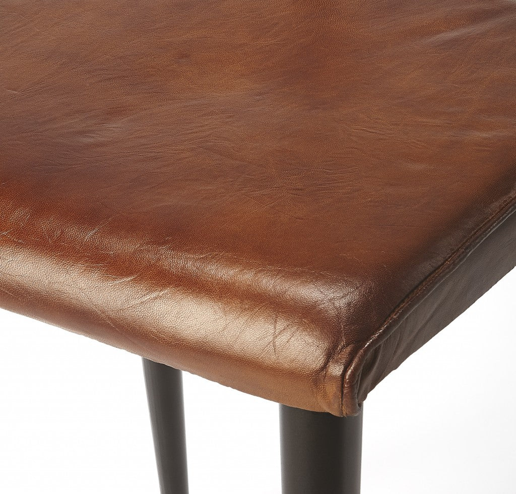 Metal and Wood Leather Dining Chair By Homeroots - Image 3