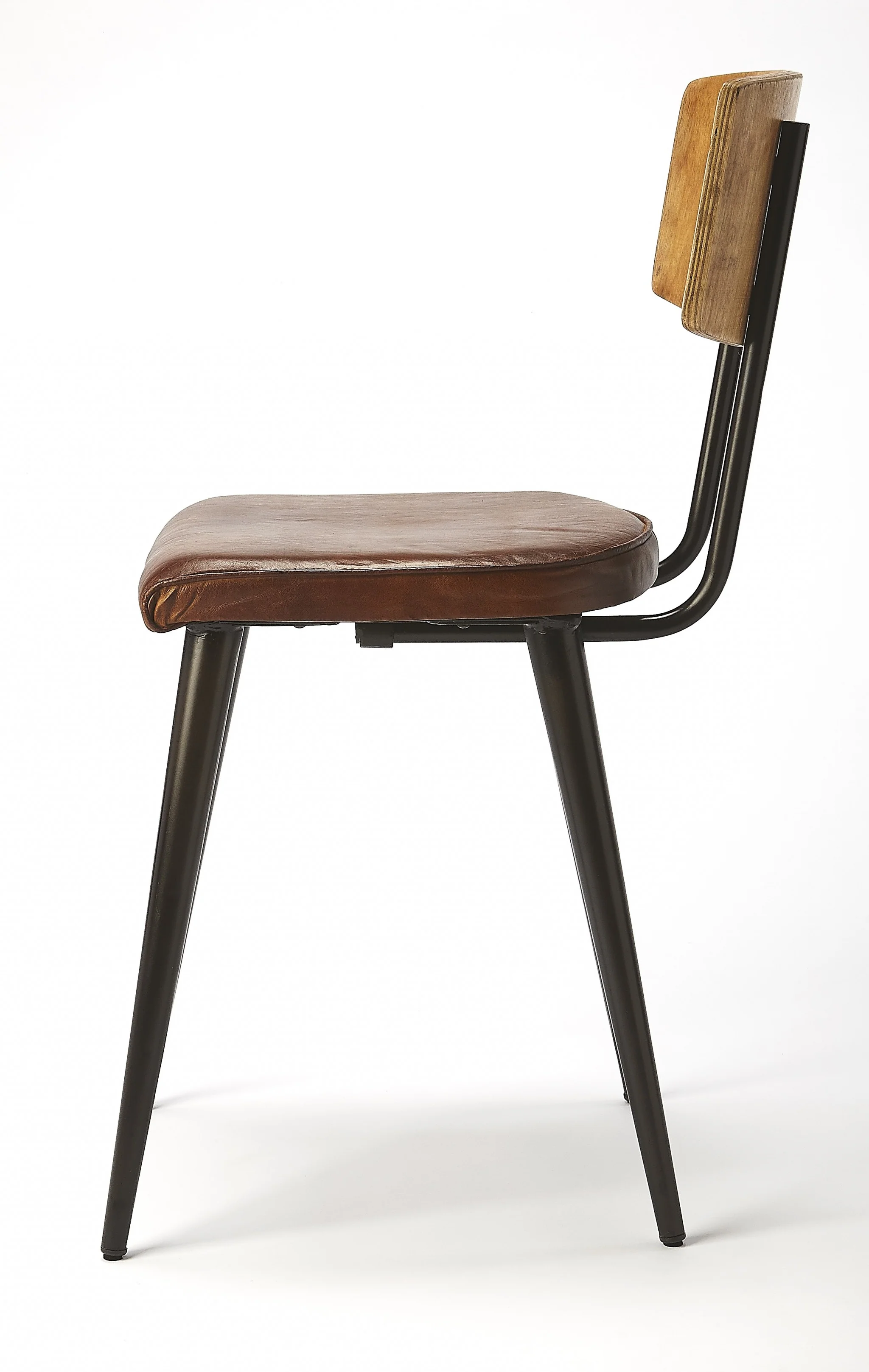 Metal and Wood Leather Dining Chair By Homeroots - Image 4