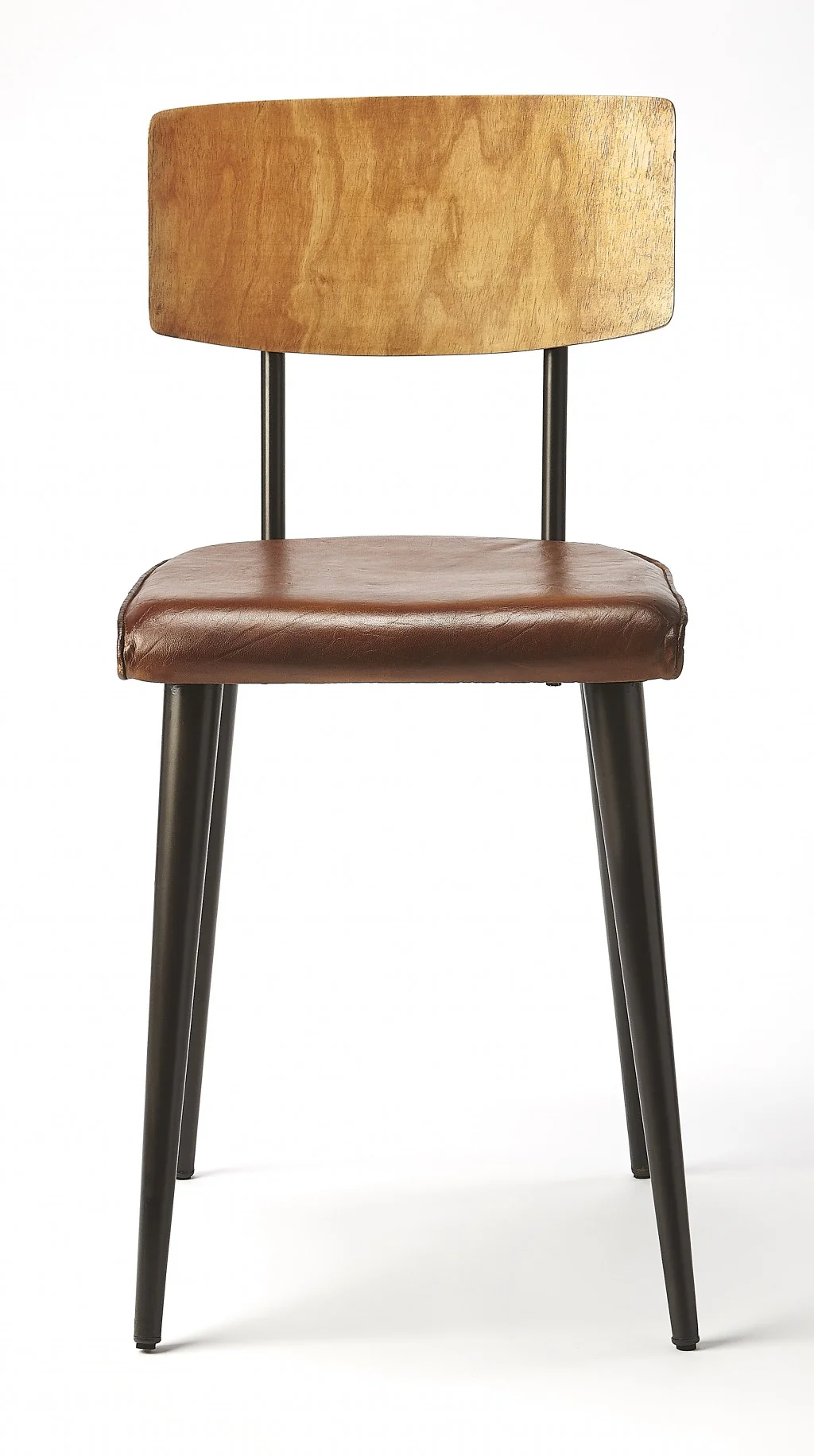 Metal and Wood Leather Dining Chair By Homeroots - Image 5