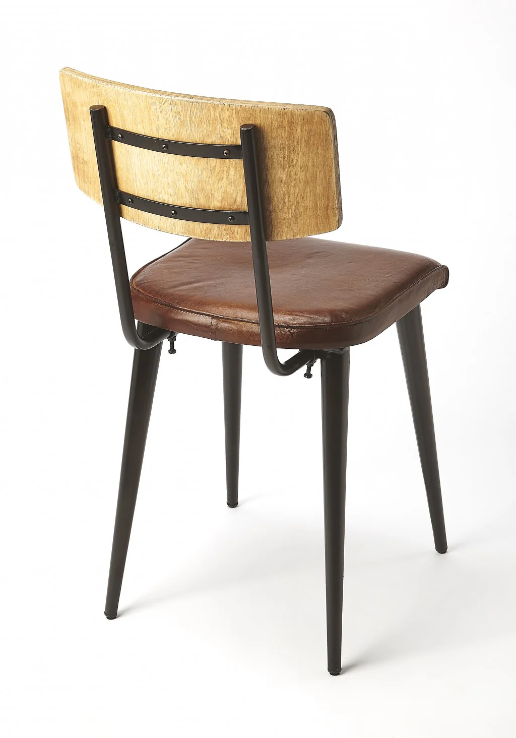 Metal and Wood Leather Dining Chair By Homeroots - Image 6