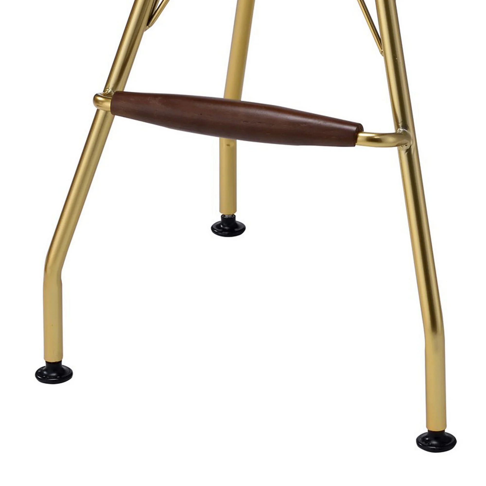 Metal Backless Barstool with Flared legs and Braces Support, Set of 2, Gold By Benzara - Image 5