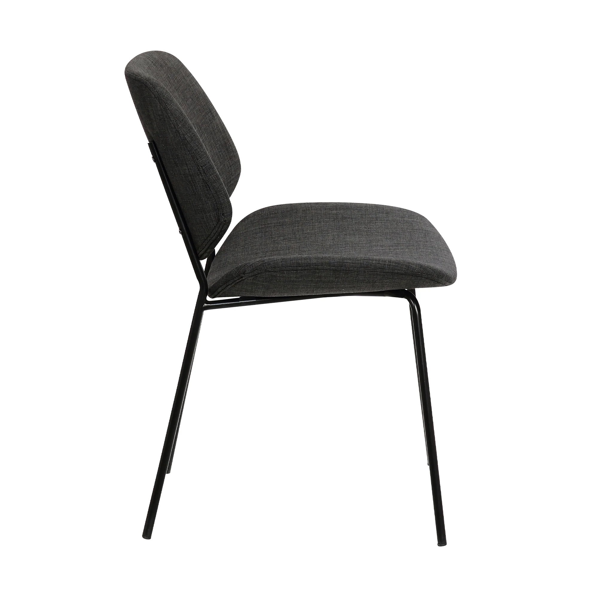 Metal Body Dining Chair With Curved Fabric Seat And Backrest Set Of 2Gray By Benzara - Image 3
