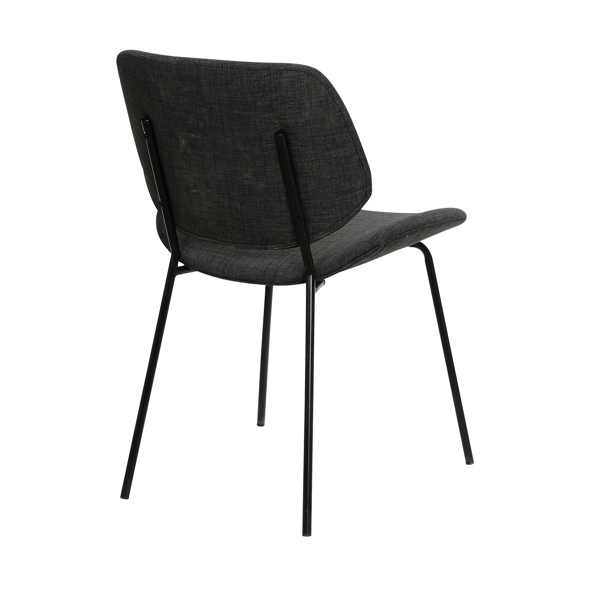 Metal Body Dining Chair With Curved Fabric Seat And Backrest Set Of 2Gray By Benzara - Image 4
