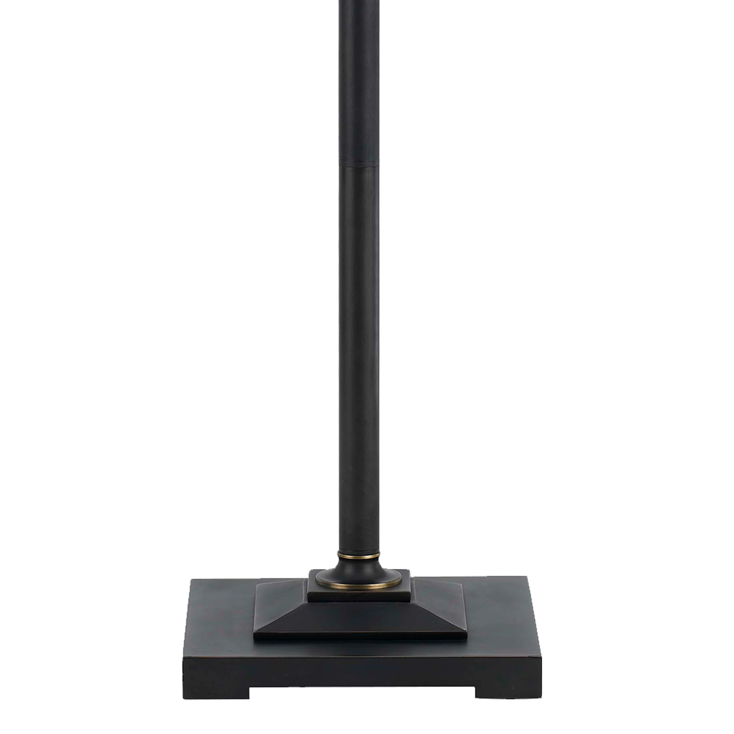 Metal Body Floor Lamp With Fabric Tapered Bell Shade, Black And Beige By Benzara - Image 2