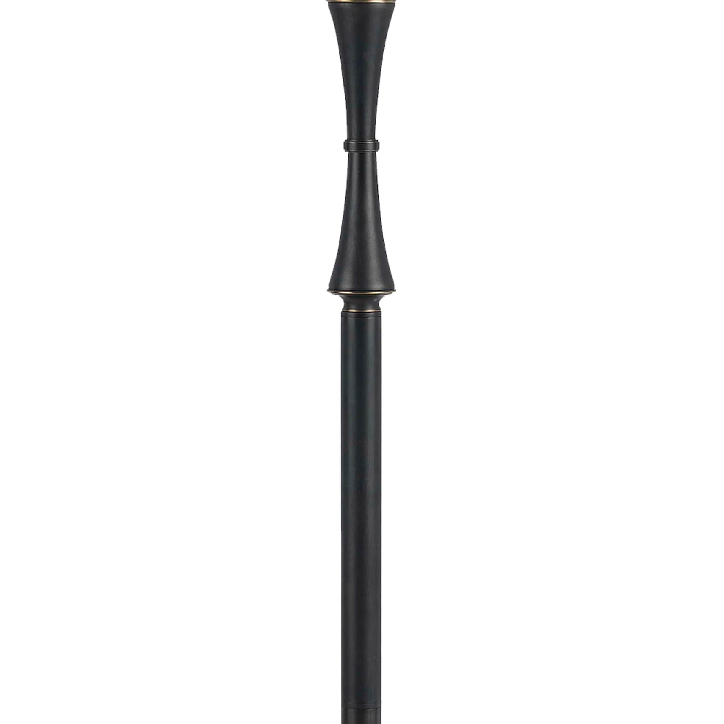Metal Body Floor Lamp With Fabric Tapered Bell Shade, Black And Beige By Benzara - Image 3