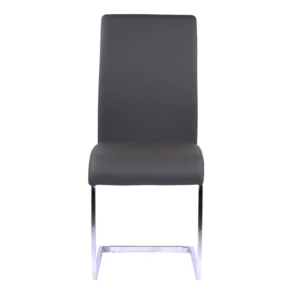 Metal Cantilever Base Leatherette Dining Chair, Set of 2, Gray and Silver By Benzara - Image 5