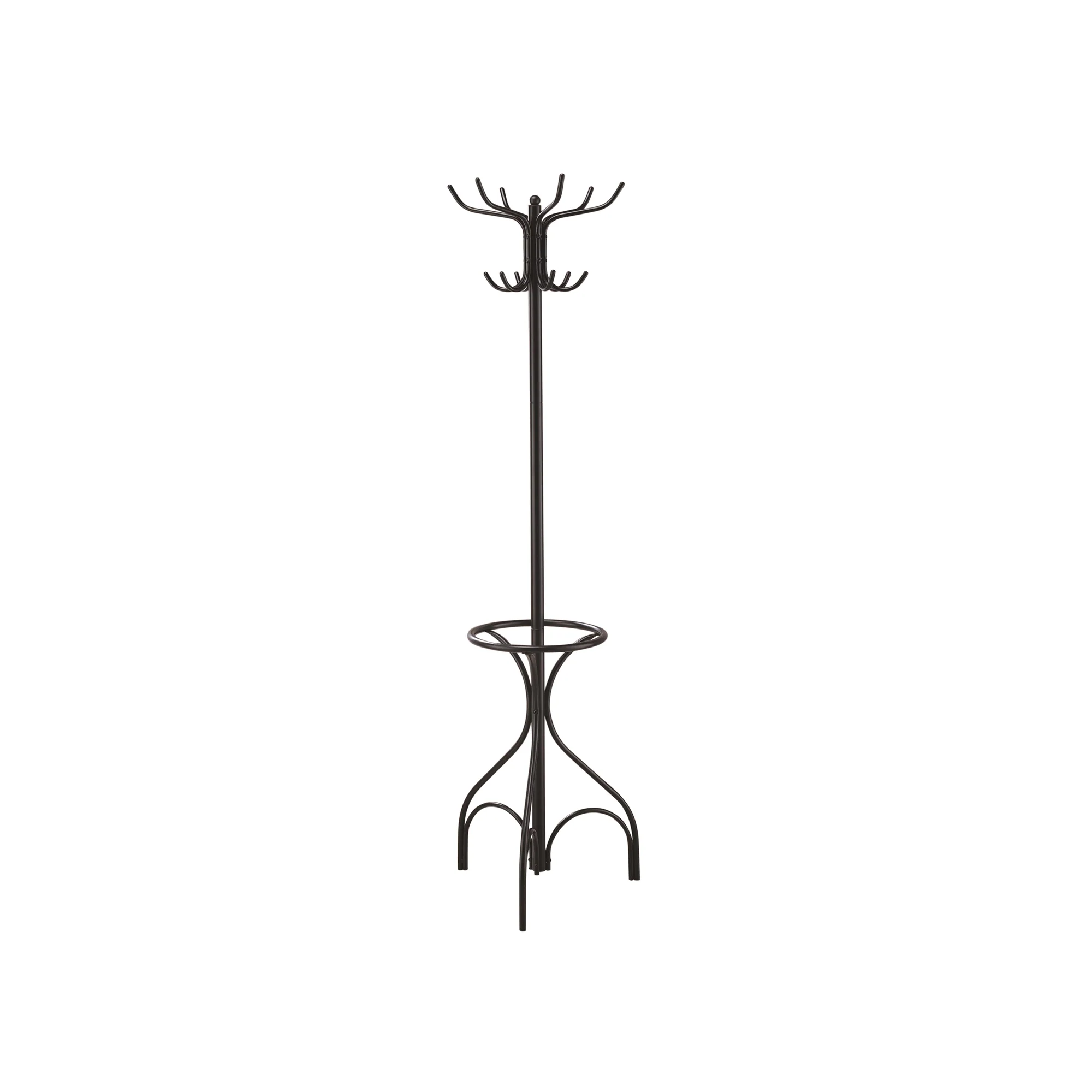 Metal Coat Rack With Umbrella Stand, Black By Benzara - Image 2