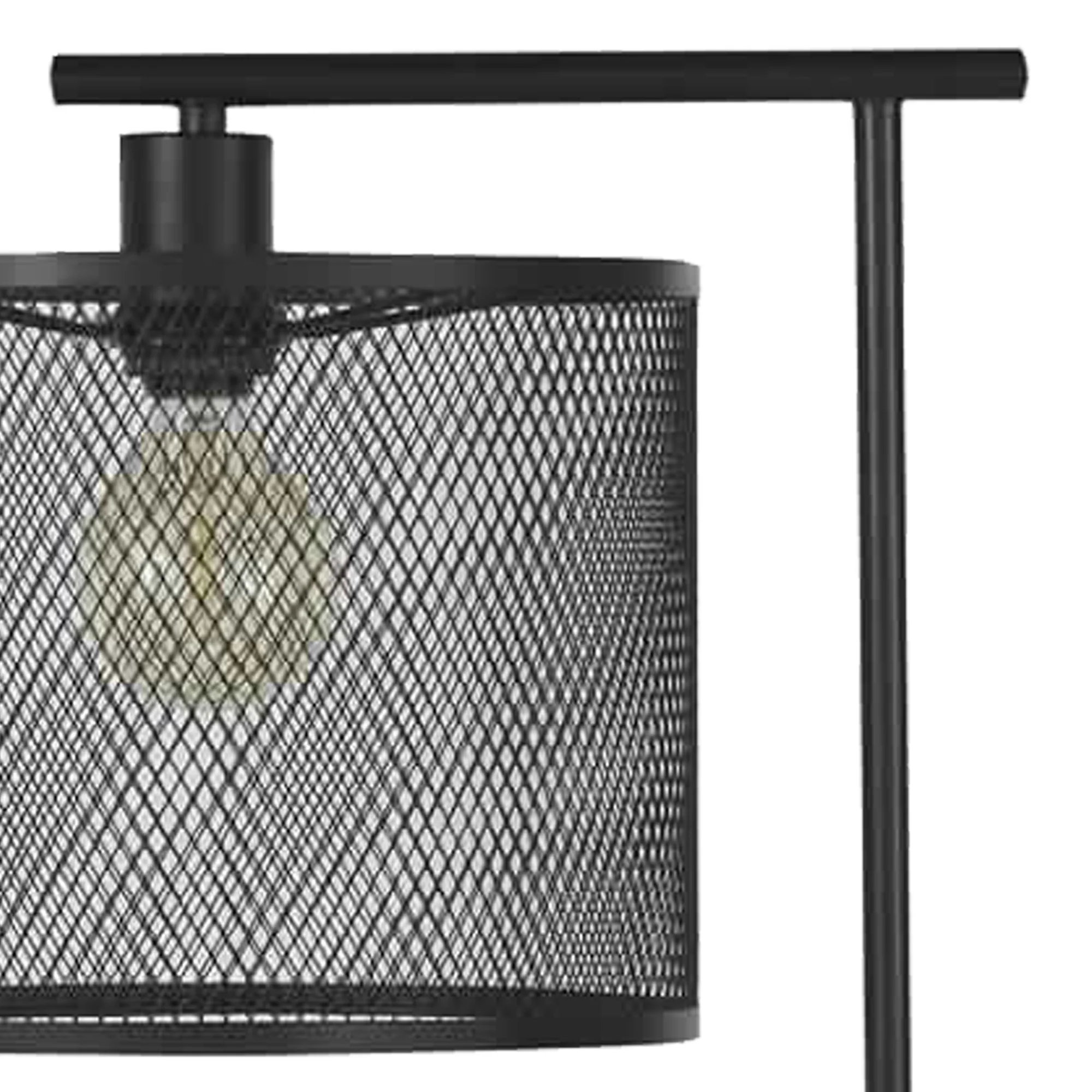Metal Frame Floor Lamp With Caged Shade Dark Bronze By Benzara - Image 3
