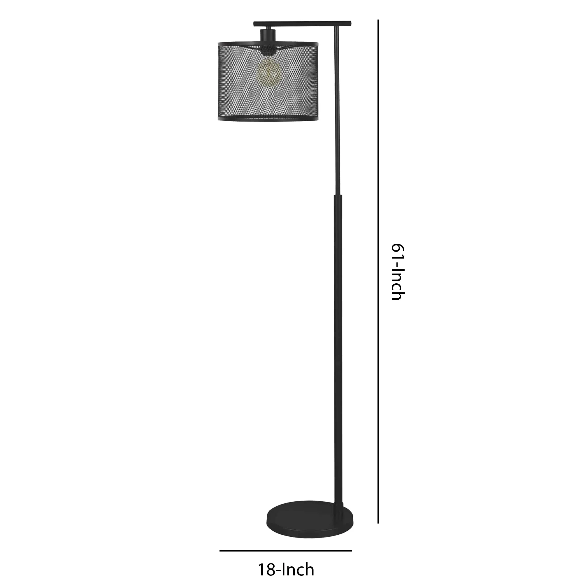 Metal Frame Floor Lamp With Caged Shade Dark Bronze By Benzara - Image 5