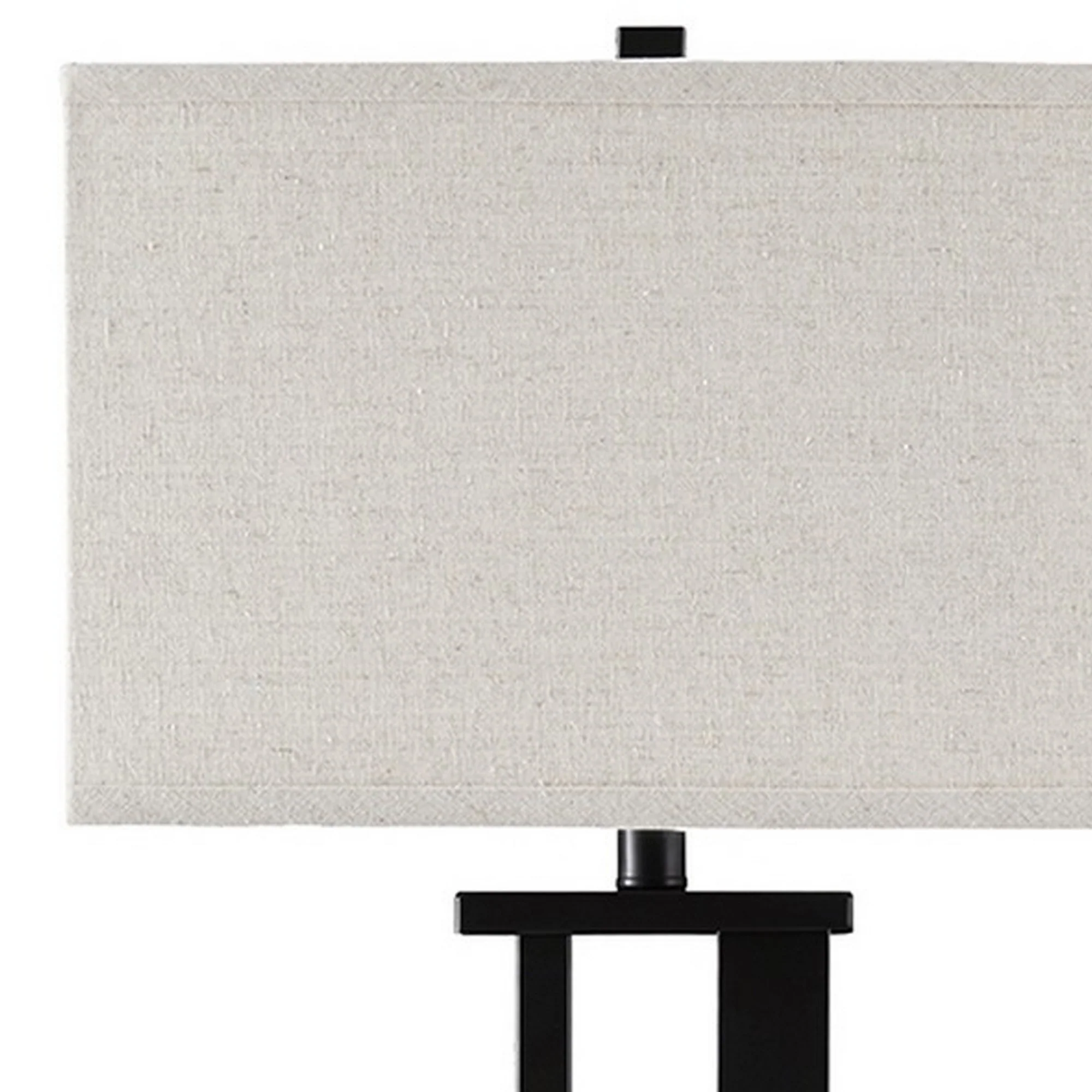 Metal Frame Table Lamp With Hardback Shade Set Of 2 Off White And Bronze By Benzara - Image 2