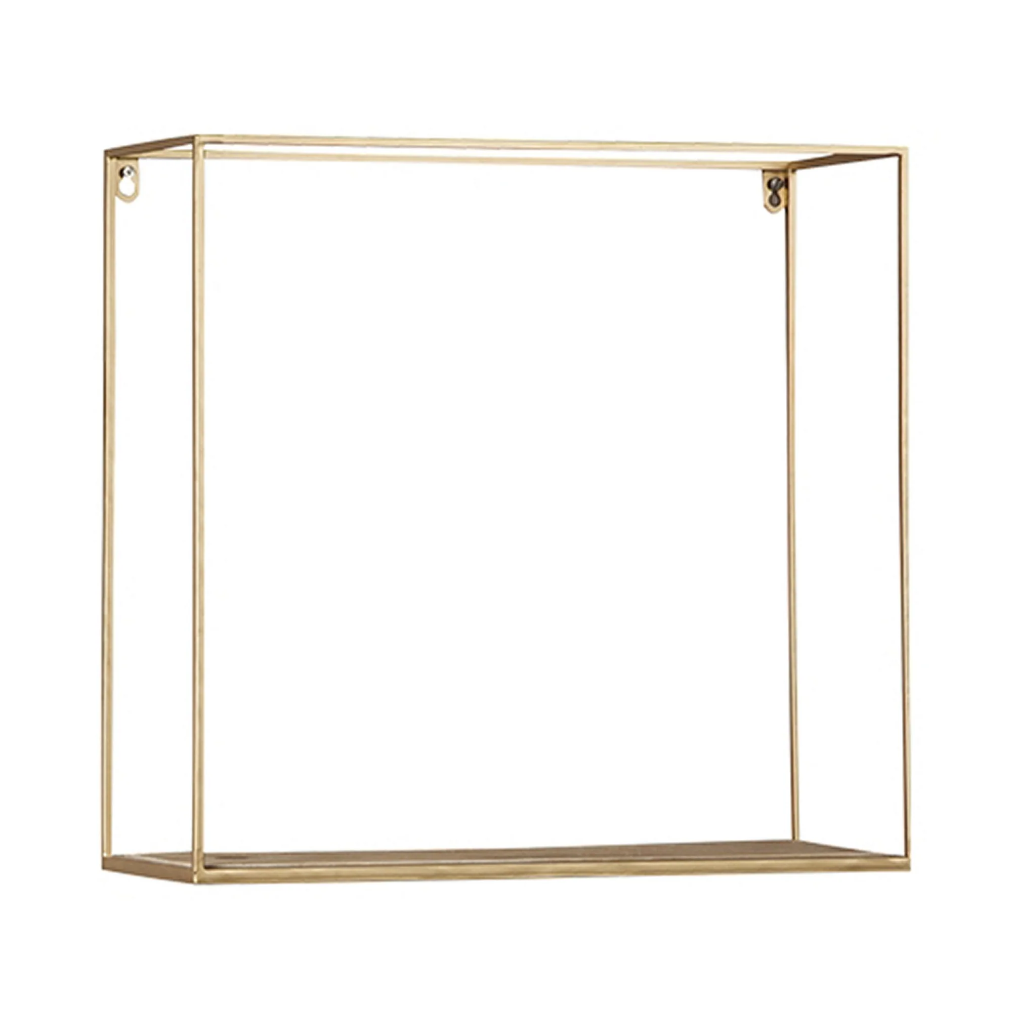 Metal Frame Wall Shelf With Keyhole Hanger Set Of 3 Gold By Benzara - Image 2