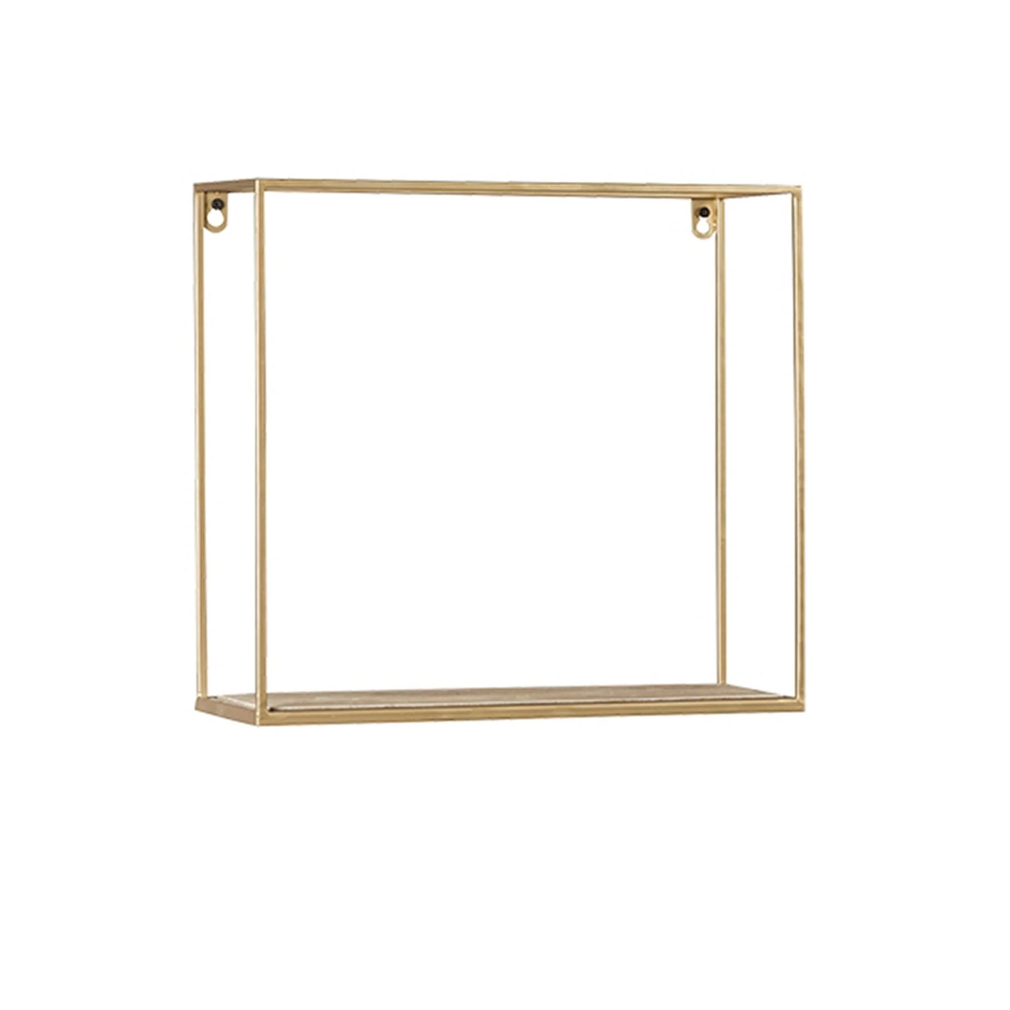 Metal Frame Wall Shelf With Keyhole Hanger Set Of 3 Gold By Benzara - Image 3