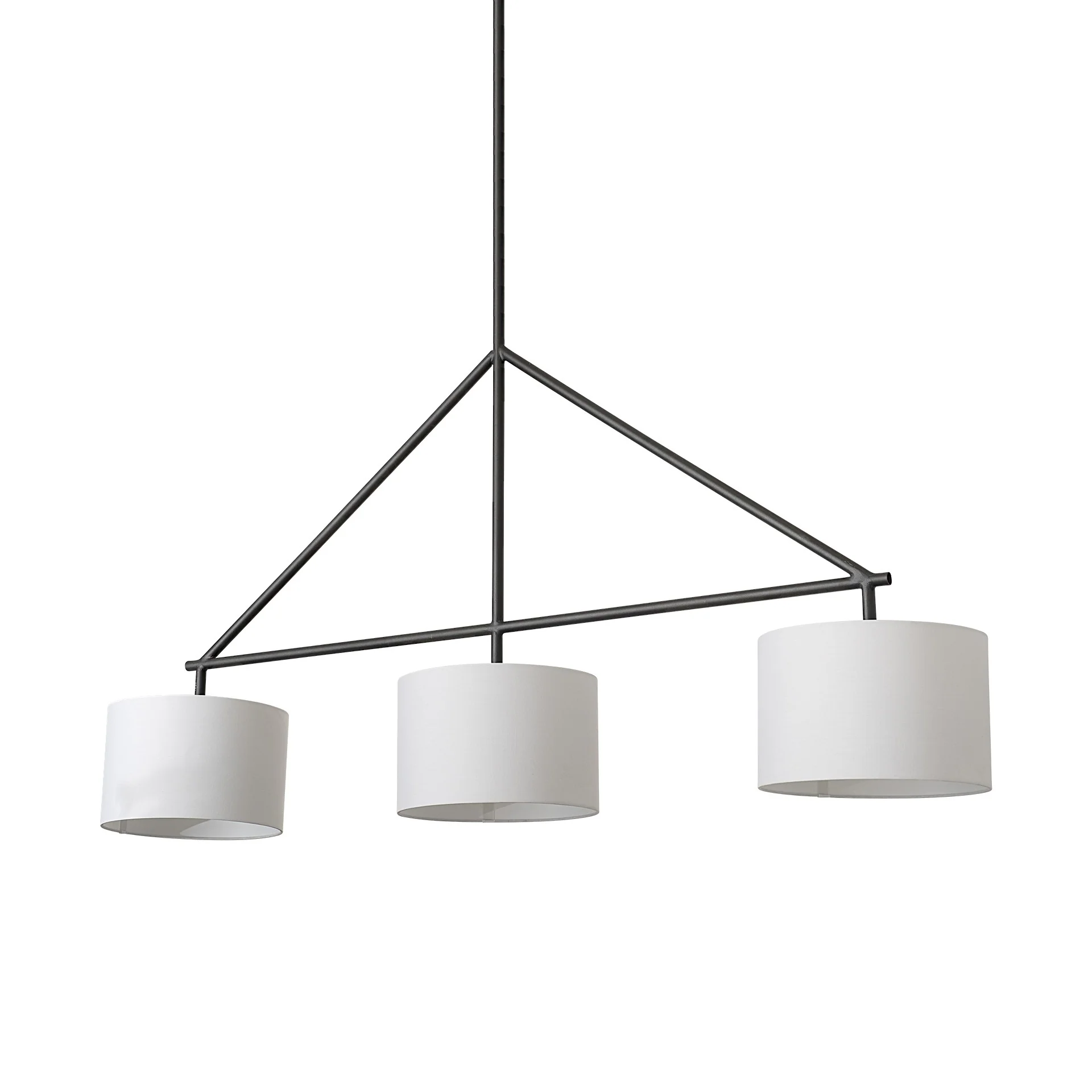 Metal Framed White Shade Three Bulb Hanging Light By Homeroots - Image 2
