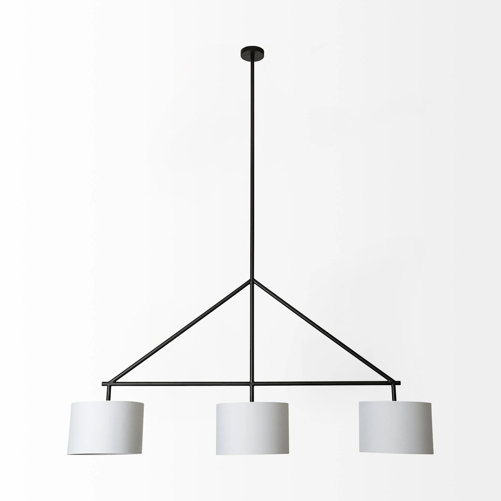 Metal Framed White Shade Three Bulb Hanging Light By Homeroots - Image 3