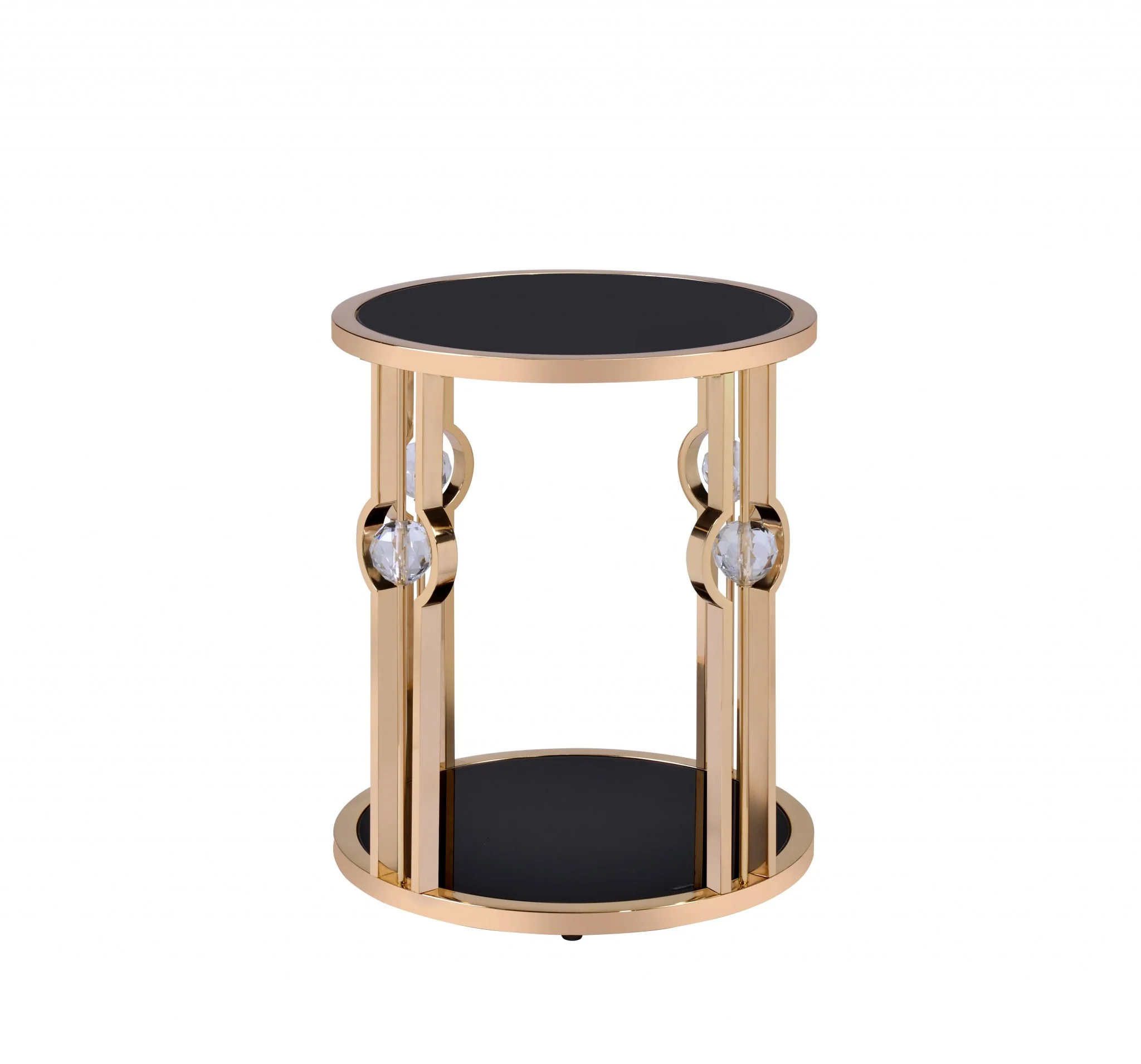 Metal Glass End Table and Gold & Black Glass By Homeroots - Image 2