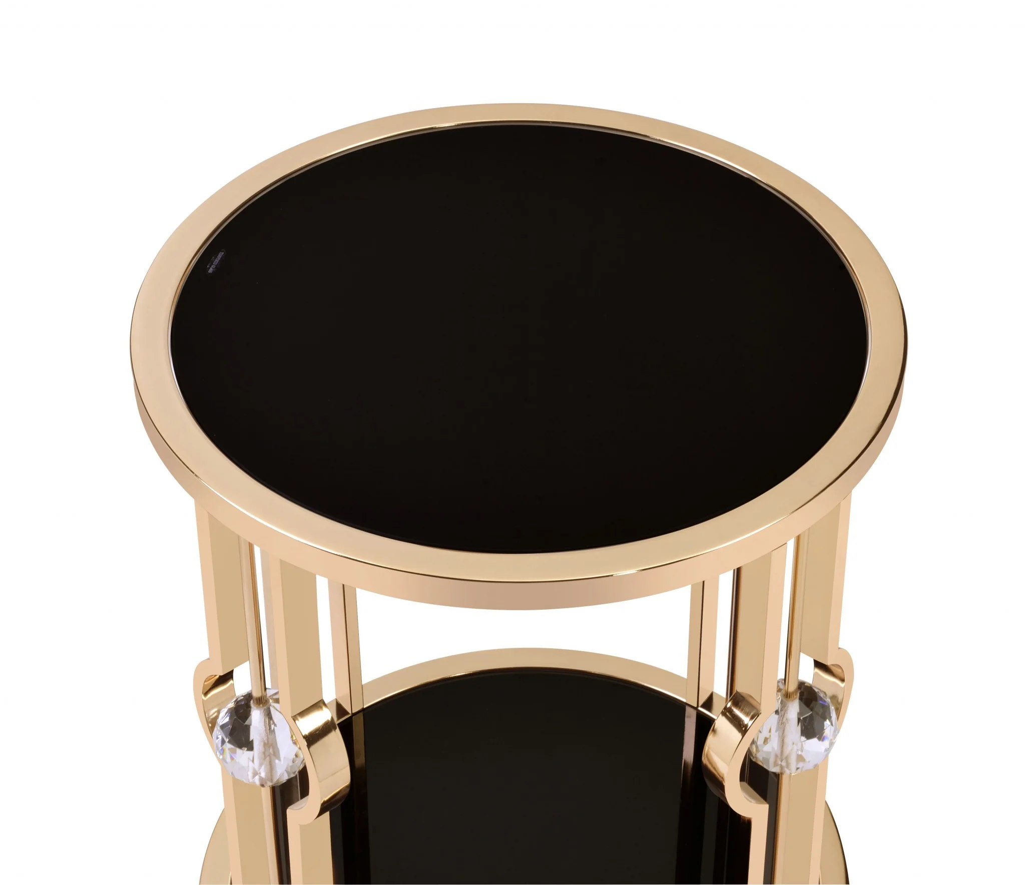 Metal Glass End Table and Gold & Black Glass By Homeroots - Image 3