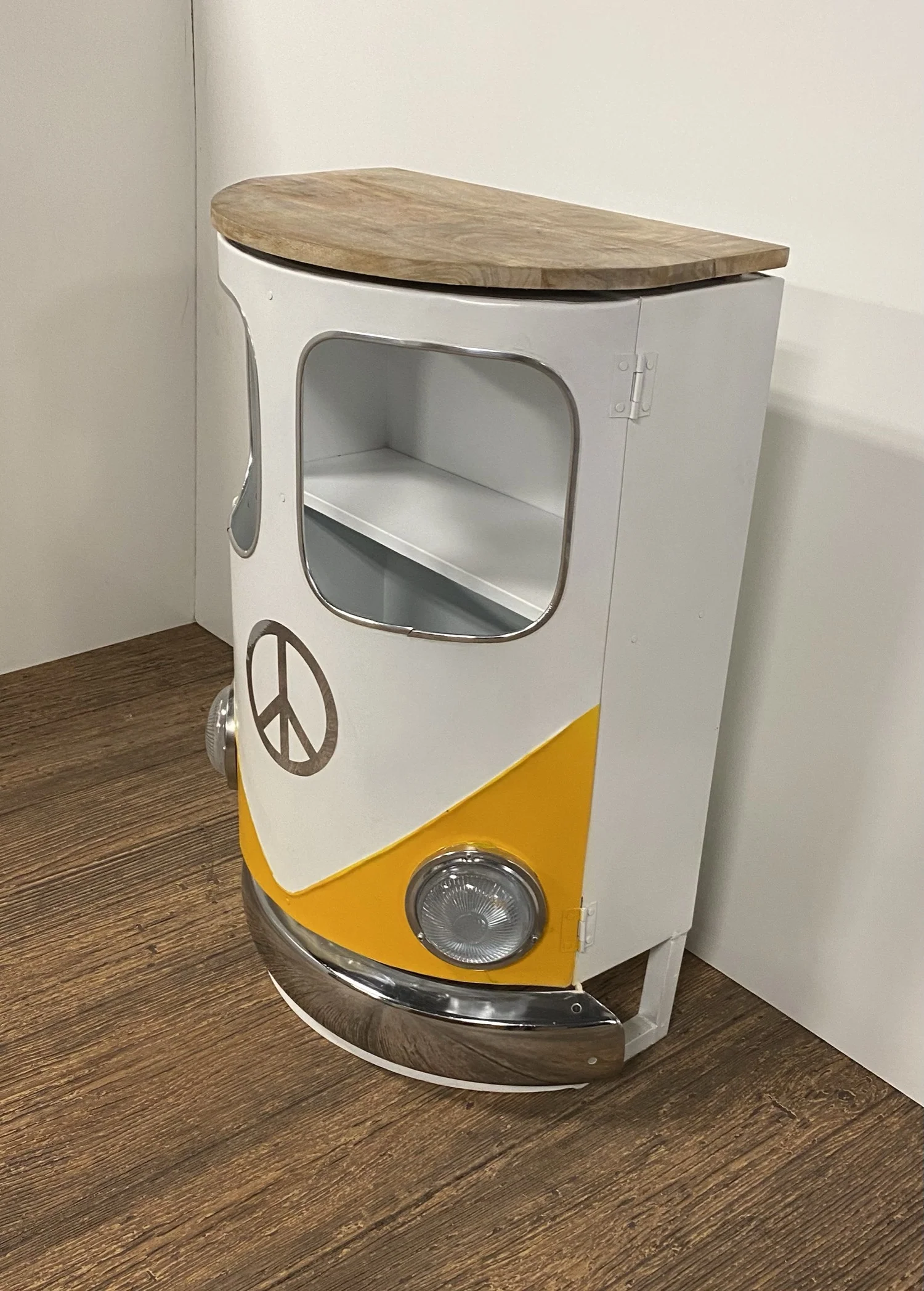 Metal Mango Wood Yellow Bed Side Table By Homeroots - Image 3