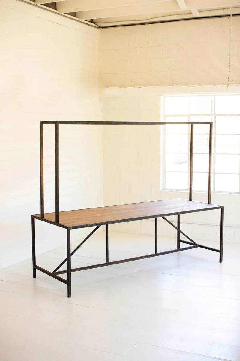 Metal Store Display Table With Wooden Top By Kalalou - Image 2