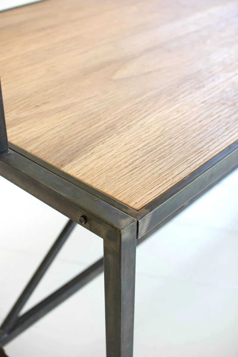 Metal Store Display Table With Wooden Top By Kalalou - Image 4