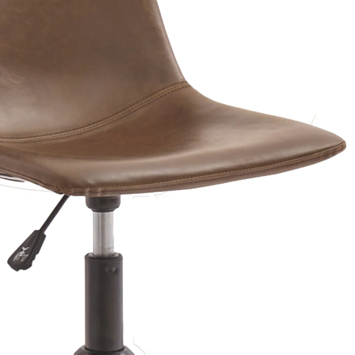 Metal Swivel Chair With Faux Leather Upholstery And Adjustable Seat, Brown And Black By Benzara - Image 3
