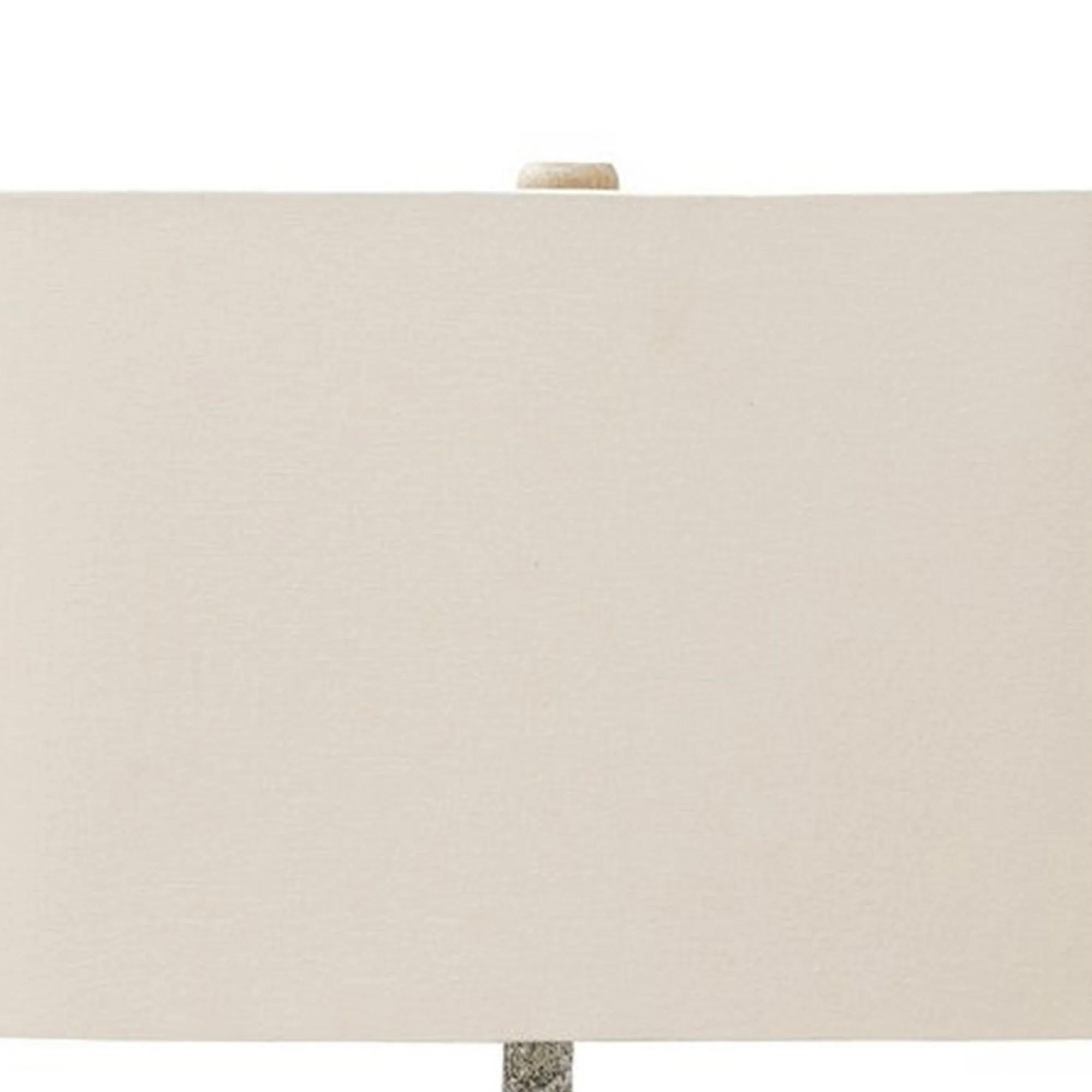 Metal Table Lamp With Lattice Design Body And Hardback ShadeGray And Beige By Benzara - Image 5