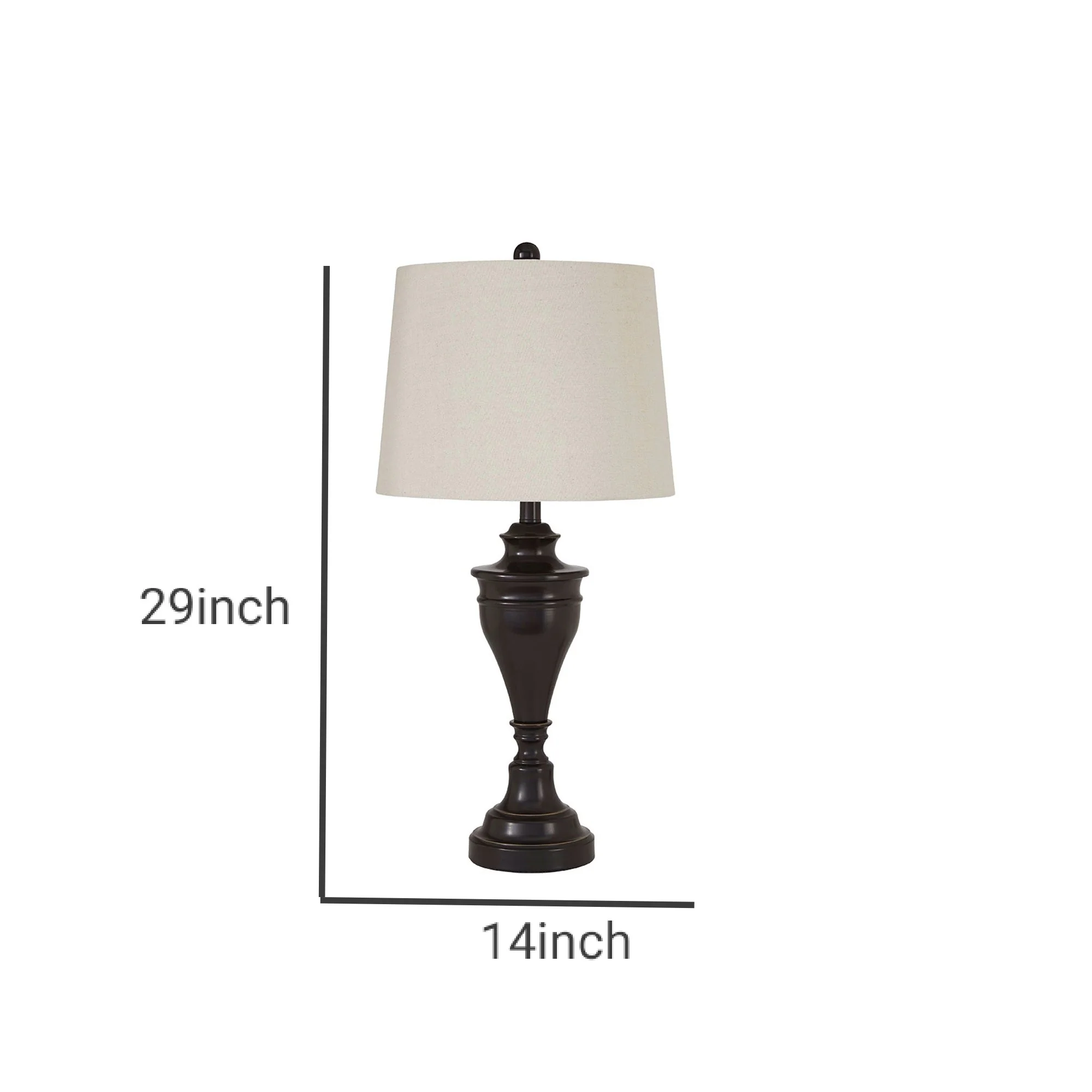 Metal Table Lamp With Turned Pedestal Base Set Of 2 Bronze By Benzara - Image 4