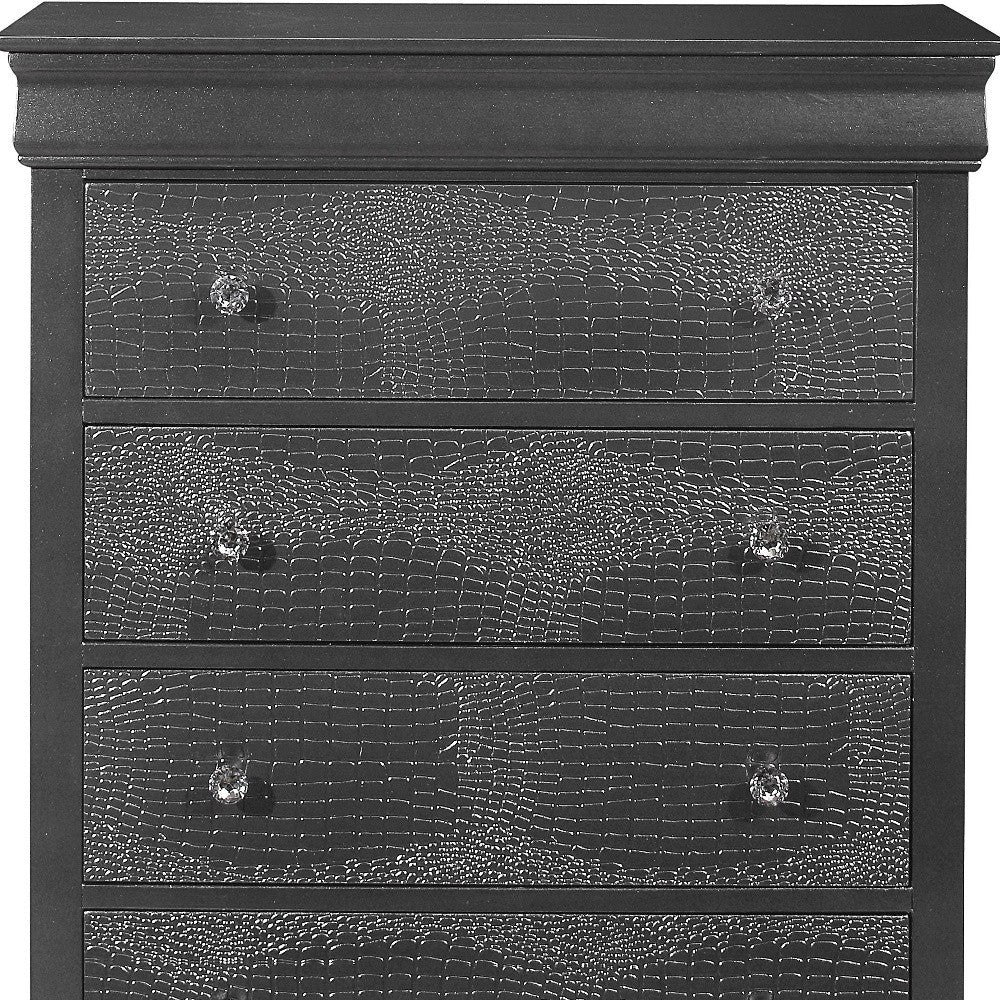 Metallic Grey Solid Wood Five Drawer Chest By Homeroots - Image 4