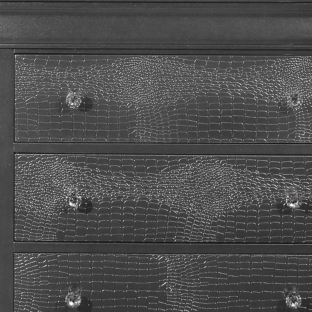 Metallic Grey Solid Wood Five Drawer Chest By Homeroots - Image 5