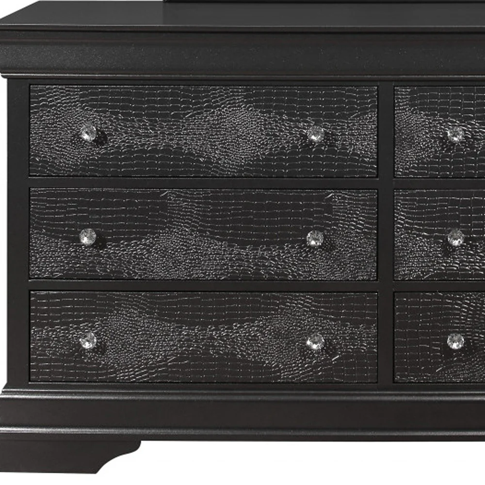 Metallic Grey Solid Wood Six Drawer Double Dresser By Homeroots - Image 3