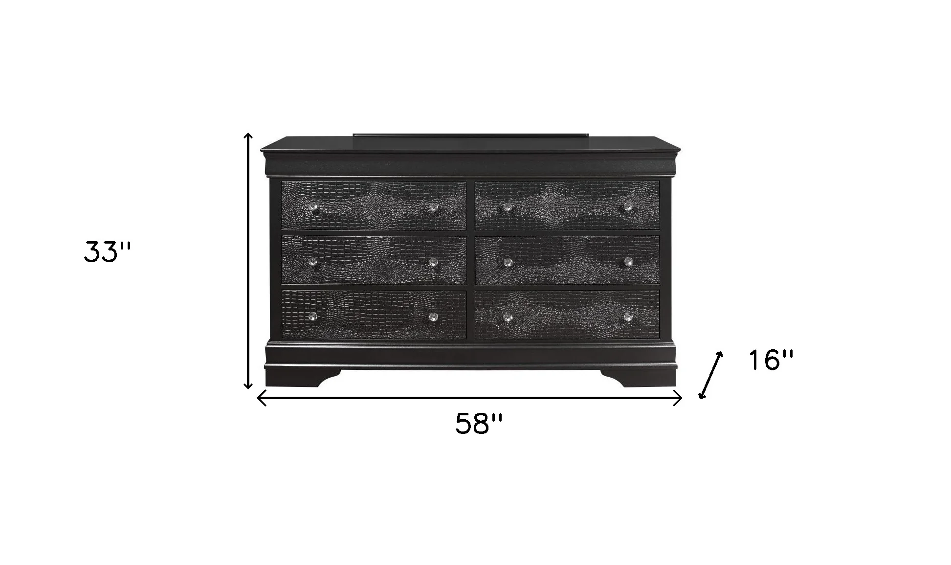 Metallic Grey Solid Wood Six Drawer Double Dresser By Homeroots - Image 4