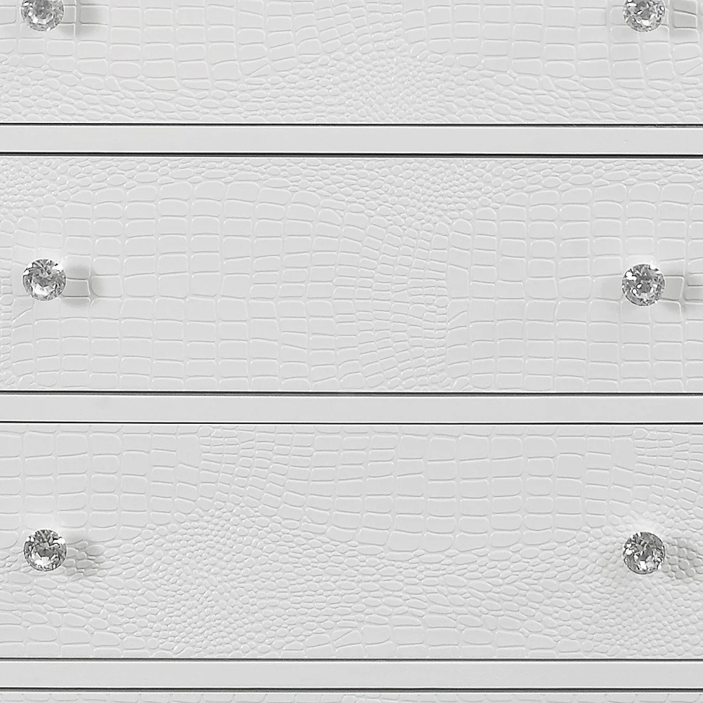 Metallic White Solid Wood Five Drawer Chest By Homeroots - Image 3