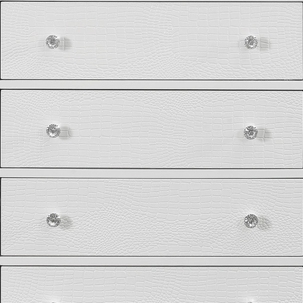 Metallic White Solid Wood Five Drawer Chest By Homeroots - Image 4