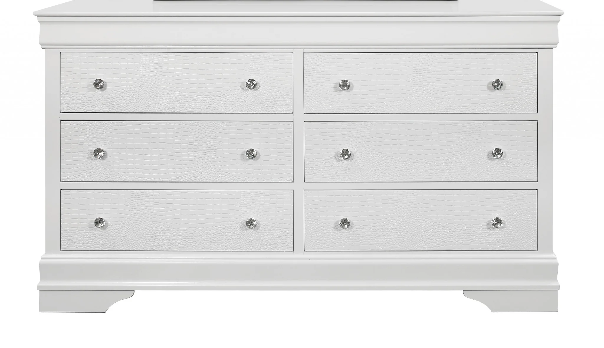 Metallic White Solid Wood Six Drawer Double Dresser By Homeroots - Image 2