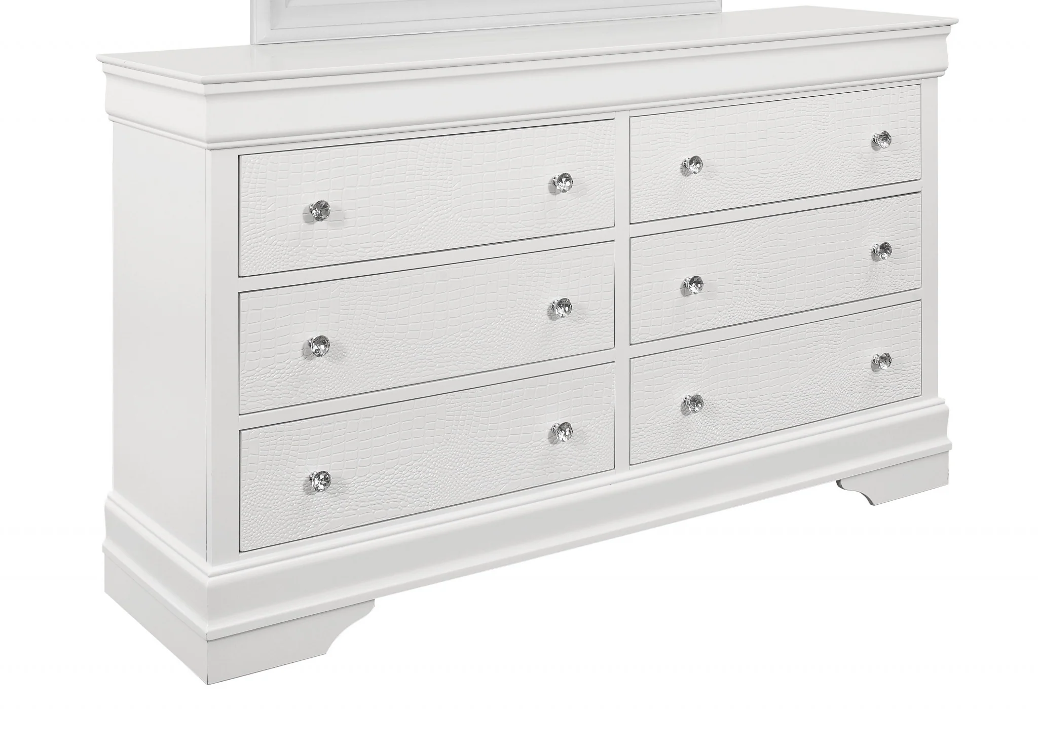 Metallic White Solid Wood Six Drawer Double Dresser By Homeroots - Image 3