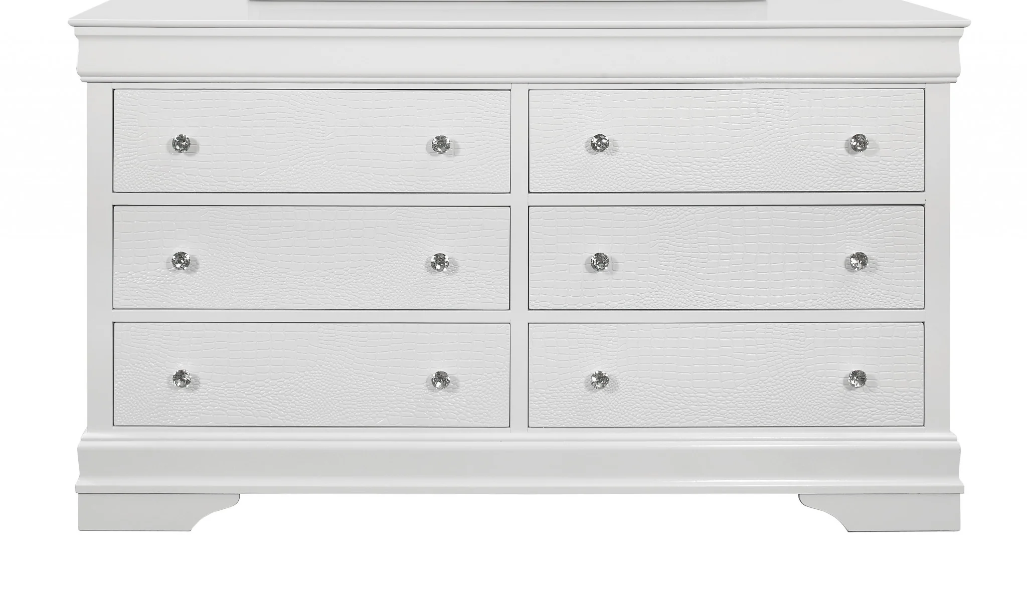 Metallic White Solid Wood Six Drawer Double Dresser By Homeroots - Image 4