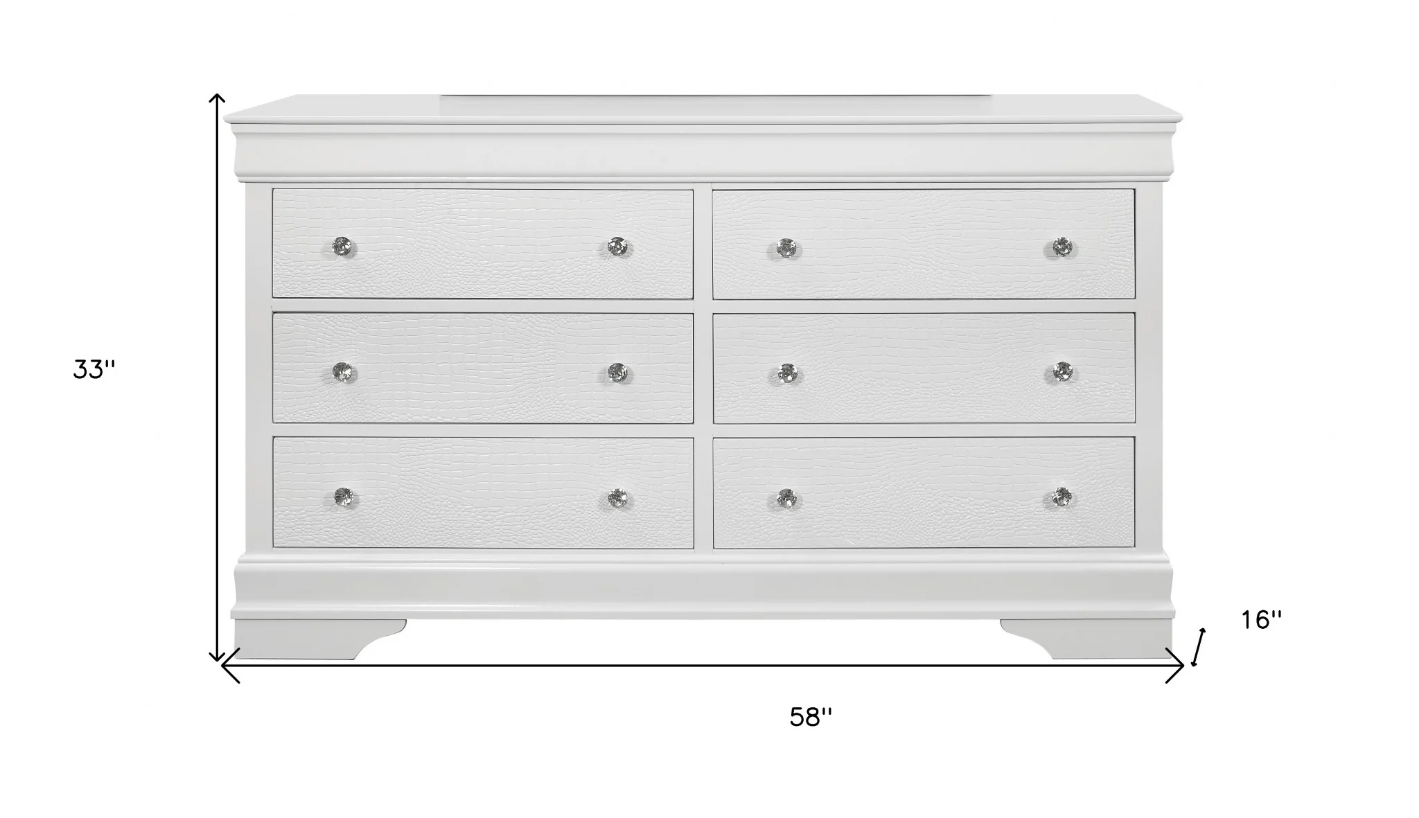 Metallic White Solid Wood Six Drawer Double Dresser By Homeroots - Image 7
