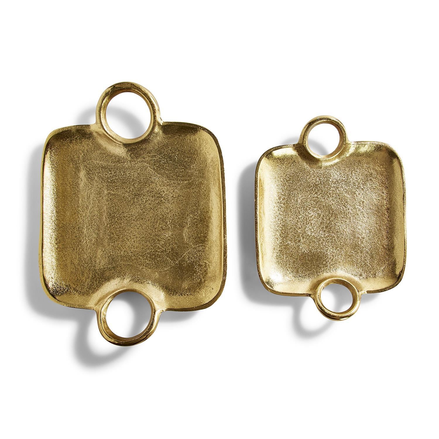 Metropolitan Decorative Gold Tray With Handles Set Of 6 By Tozai Home - Image 3