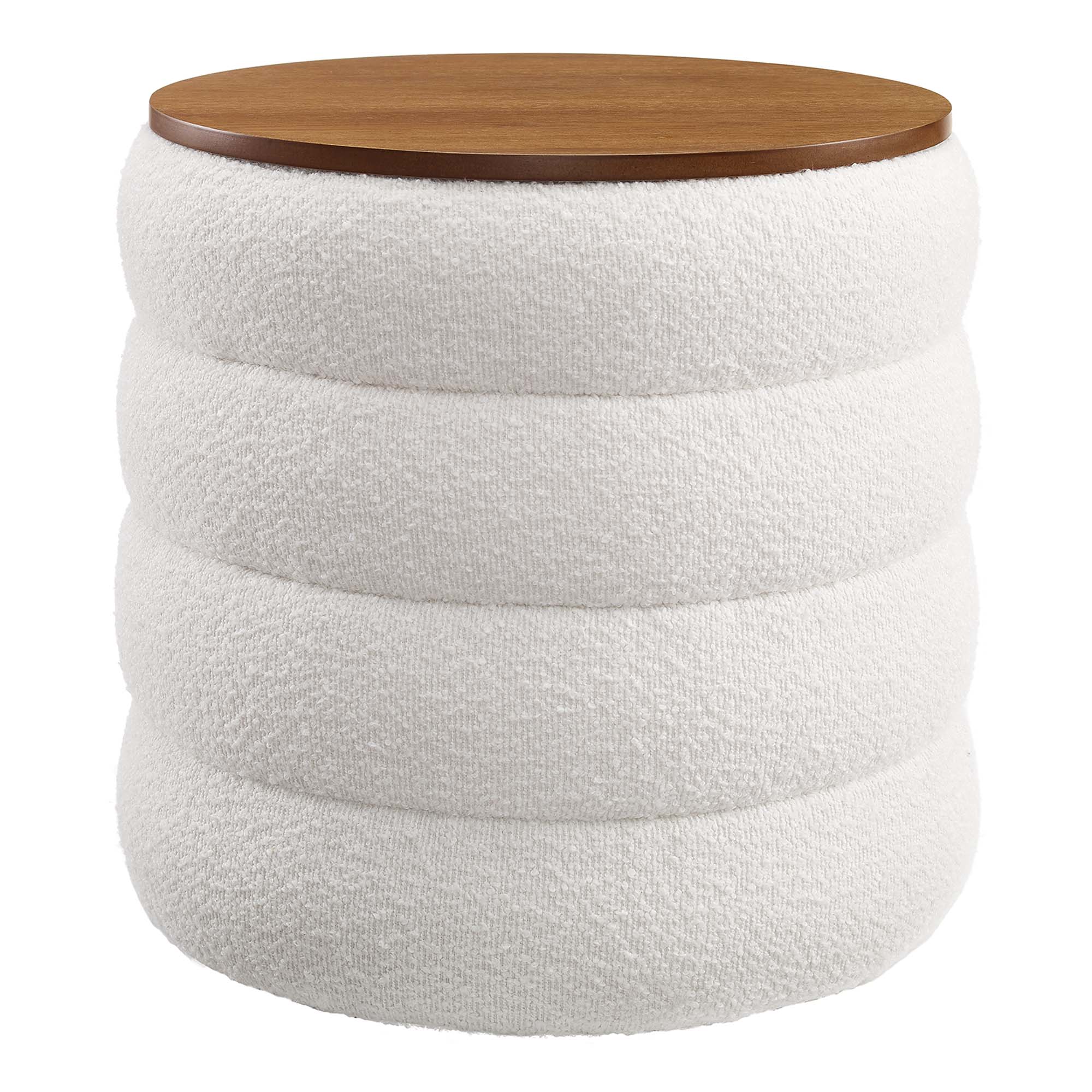 Mezzo Round Boucle Fabric Storage Ottoman by Modway - Image 2