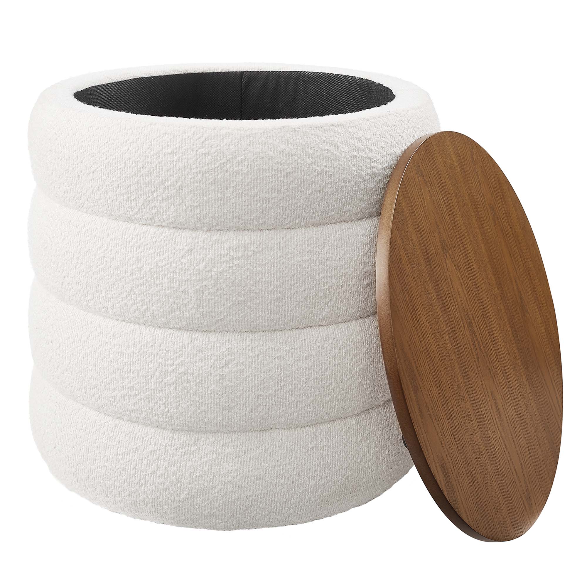Mezzo Round Boucle Fabric Storage Ottoman by Modway - Image 3