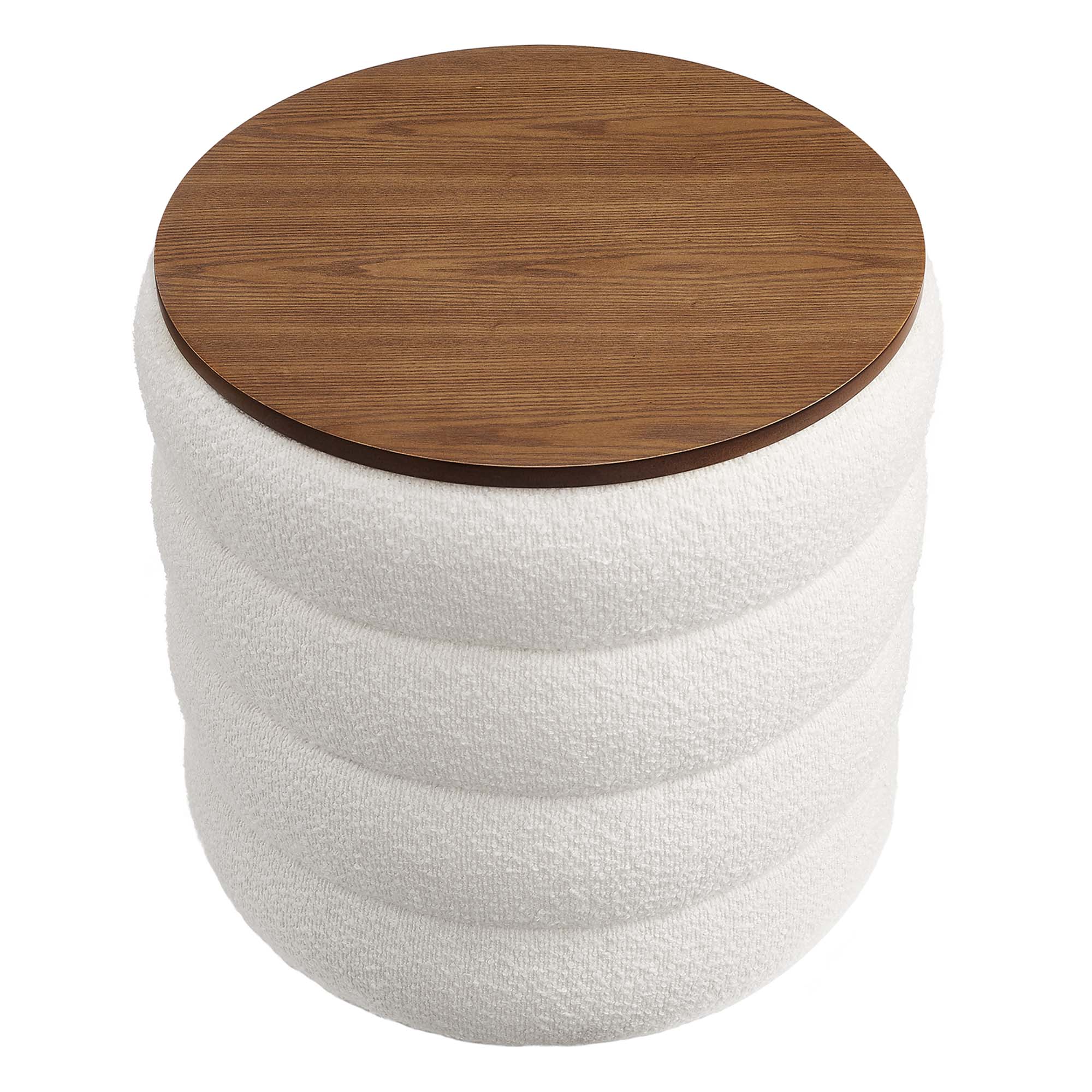 Mezzo Round Boucle Fabric Storage Ottoman by Modway - Image 4
